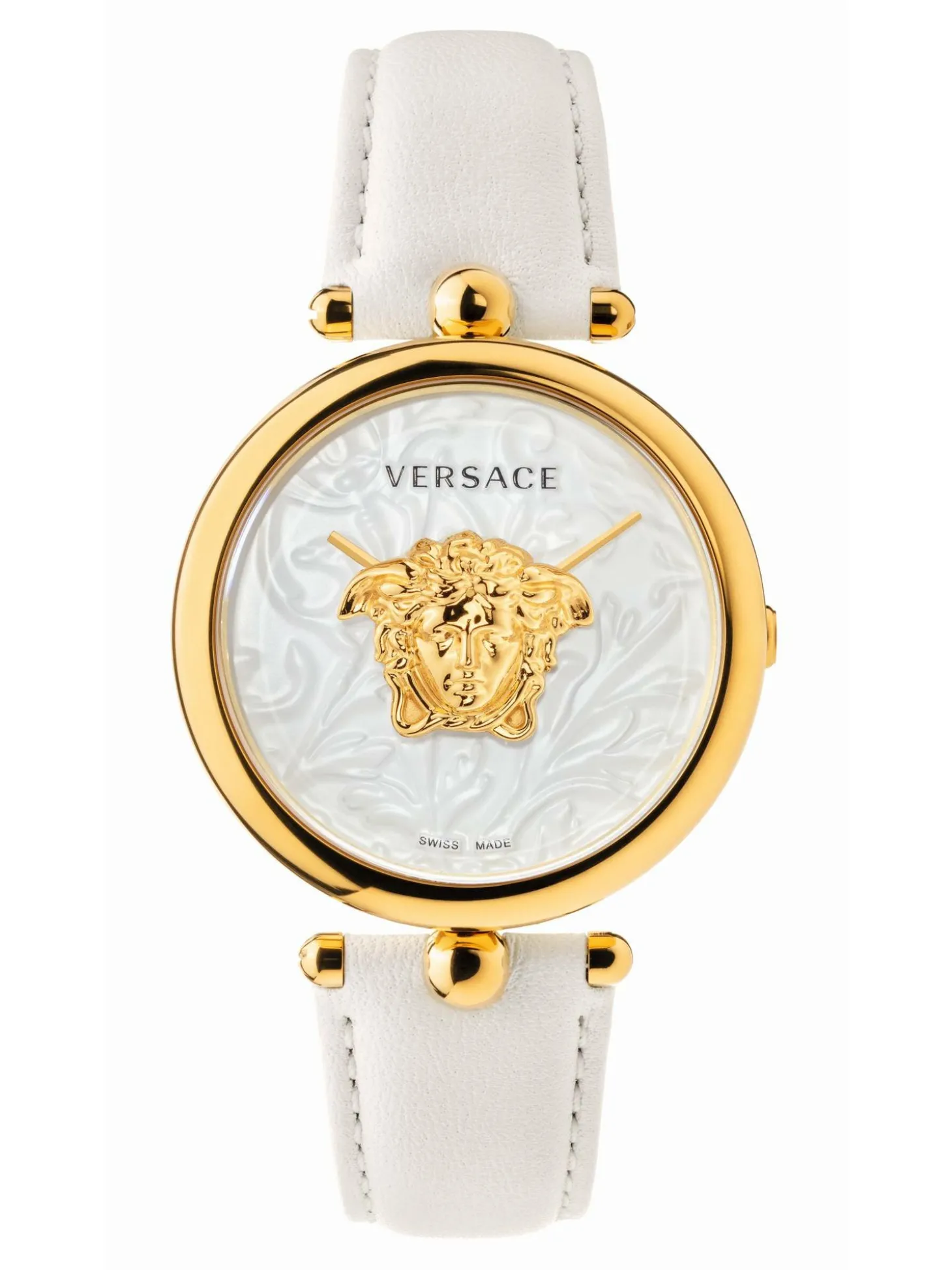 Versace Damen Armbanduhr Palazzo Empire 39 mm Medusa auf dem Zifferblatt Armband Leder VECO01320
