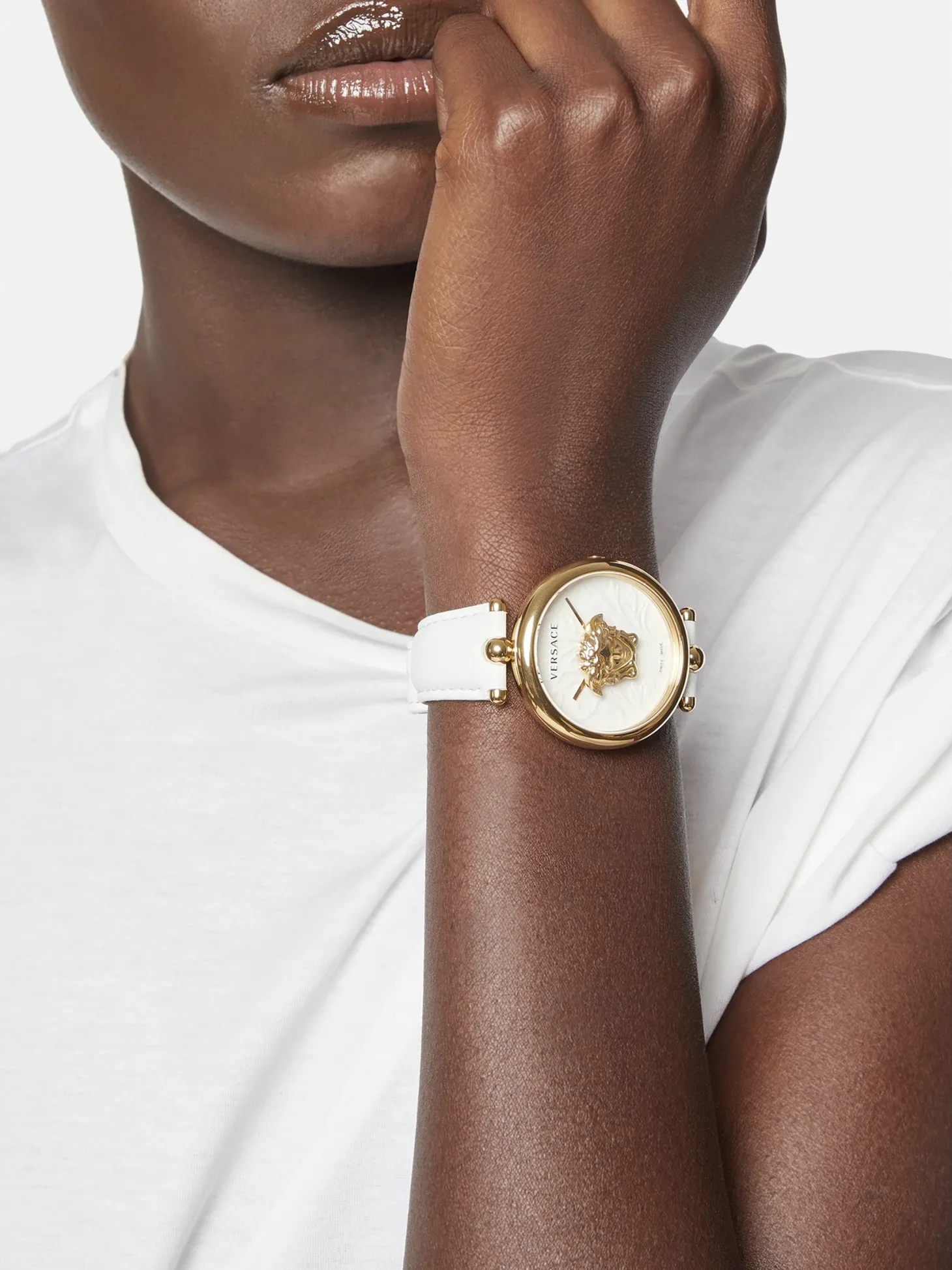 Versace Damen Armbanduhr Palazzo Empire 39 mm Medusa auf dem Zifferblatt Armband Leder VECO01320