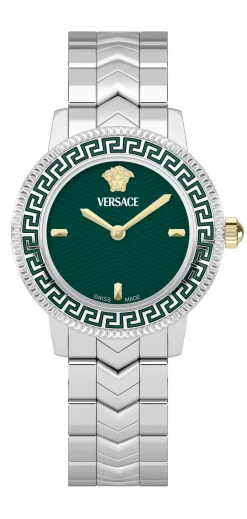 Versace Damen Armbanduhr V-Icon Silber Grün VEUCA0424