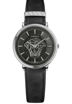 VERSACE Damen Armbanduhr V CIRCLE Lederarmband schwarz VE81026 19