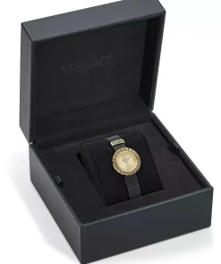 Versace Damen Armbanduhr La Greca Gold Schwarz VE8C00224