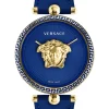 Versace Damen Armbanduhr PALAZZO 39 mm Leder Armband blau VECO021 22