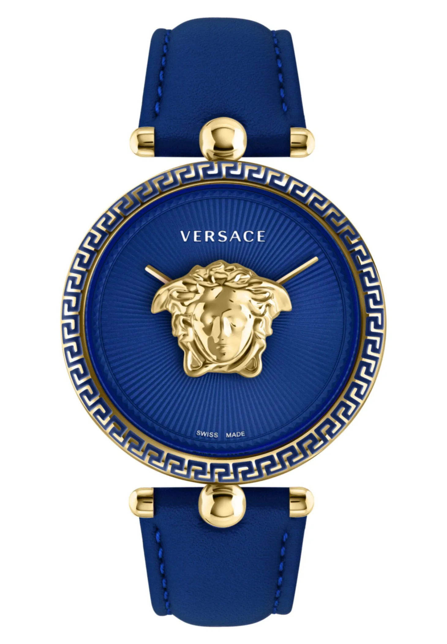 Versace Damen Armbanduhr PALAZZO 39 mm Leder Armband blau VECO021 22