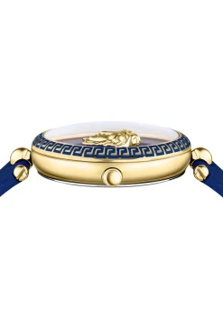 Versace Damen Armbanduhr PALAZZO 39 mm Leder Armband blau VECO021 22
