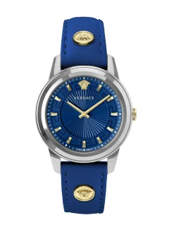 Versace Damen Armbanduhr Greca 38 mm Nieten am Armband Armband Leder VEPX00921