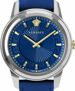 Versace Damen Armbanduhr Greca 38 mm Nieten am Armband Armband Leder VEPX00921