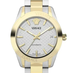 Versace Damen Automatik Armbanduhr Greca Classic VESCA0424 Silber Gold