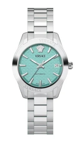 Versace Damen Automatikuhr Greca Classic Silber Türkis VESCA0324​