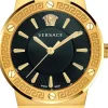Versace Damenarmbanduhr GRECA LOGO 38 D/BLK B/IP2N YELLOW GOLD- IP1N BRACEL