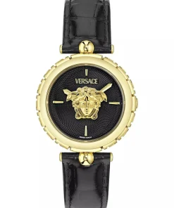 Versace Damenuhr Medusa Heritage Schwarz/Gold Lederband VE9D00124