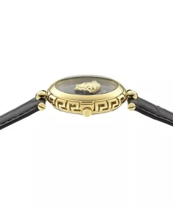 Versace Damenuhr Medusa Heritage Schwarz/Gold Lederband VE9D00124