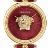 Versace Damenuhr Palazzo Empire Rot Leder Gold Stahlgehäuse 34mm VECQ00418