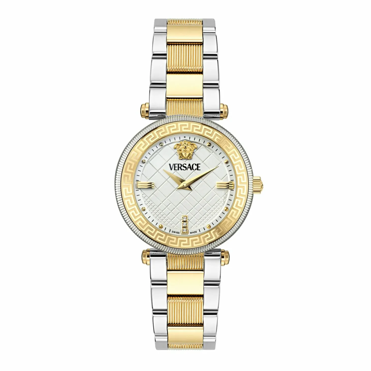 Versace Damenuhr VE8B00724 Zwei‑Ton Edelstahl Weißes Zifferblatt