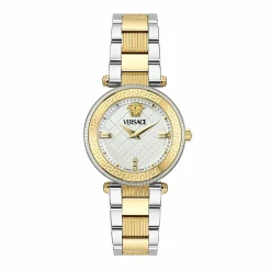 Versace Damenuhr VE8B00724 Zwei‑Ton Edelstahl Weißes Zifferblatt