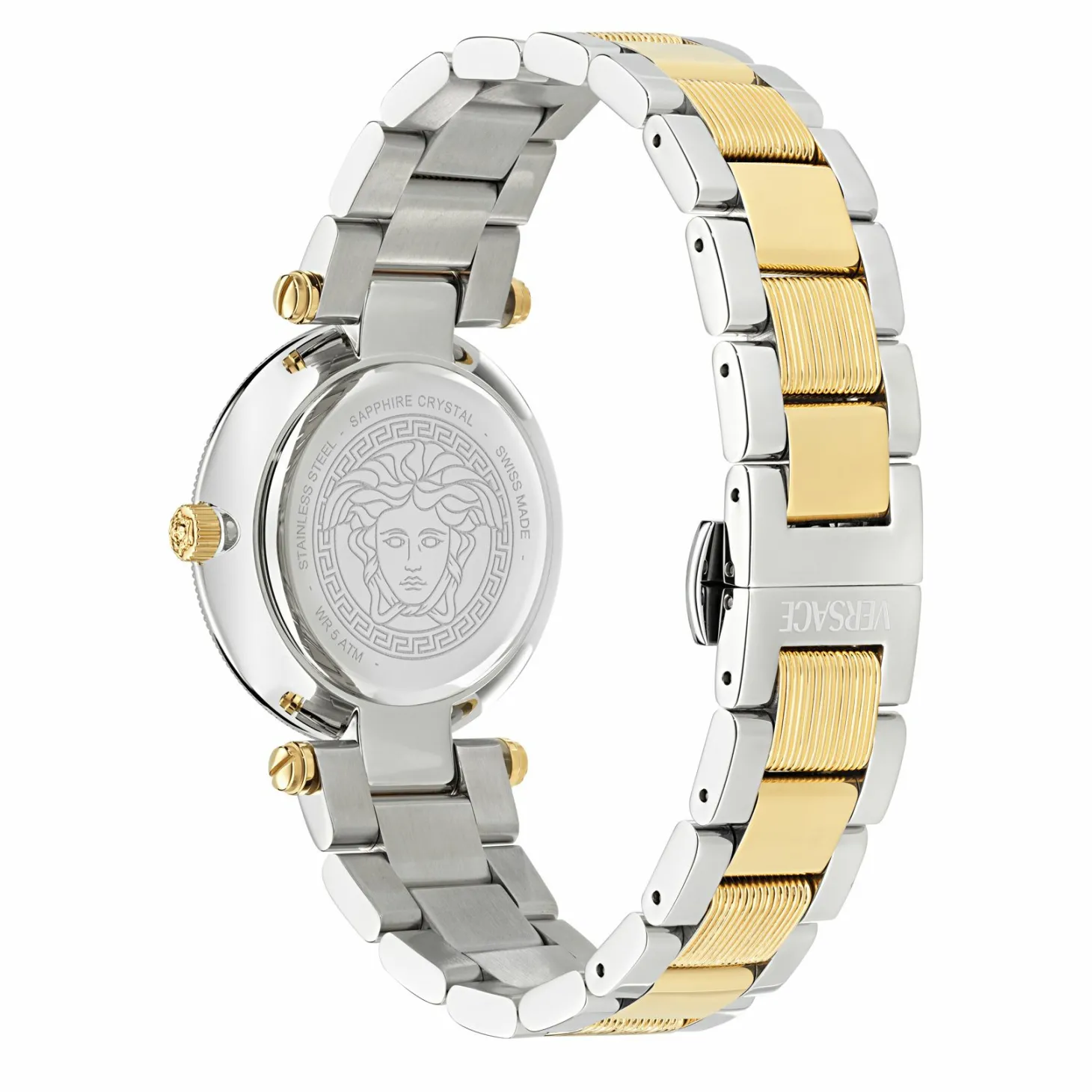 Versace Damenuhr VE8B00724 Zwei‑Ton Edelstahl Weißes Zifferblatt