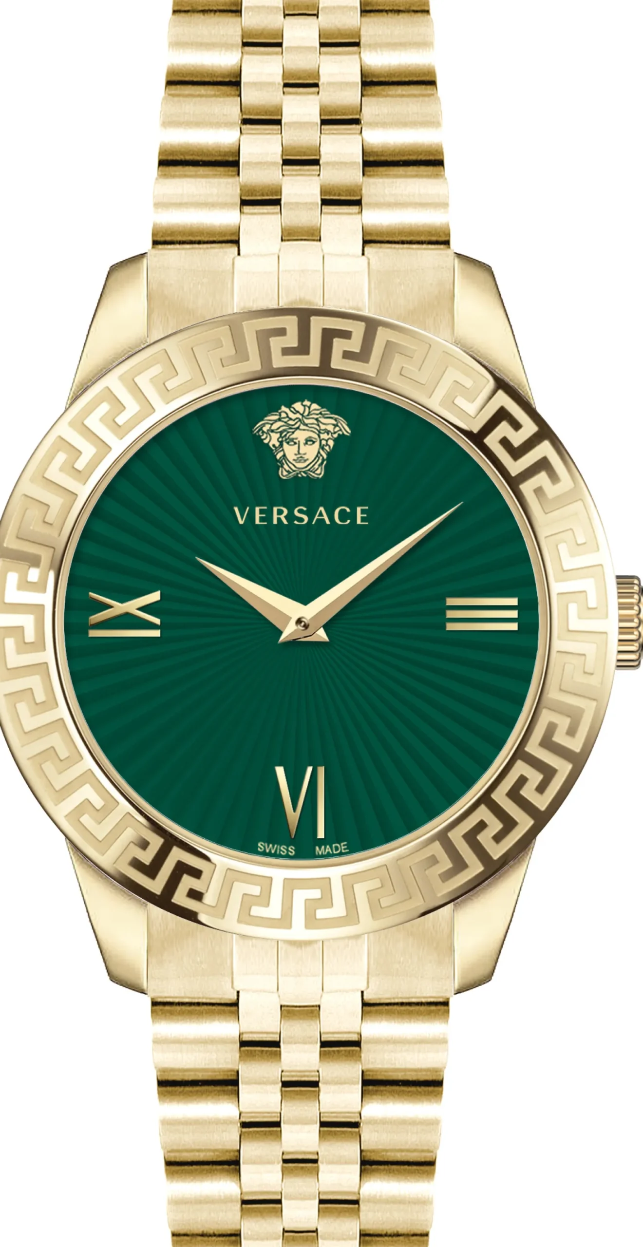 Versace Greca Signature Damenuhr Gold Edelstahl Grün Zifferblatt 38mm VEVC00619