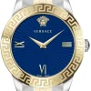 Versace Greca Signature Damenuhr gold/silber Edelstahl blau Zifferblatt 38mm VEVC00719