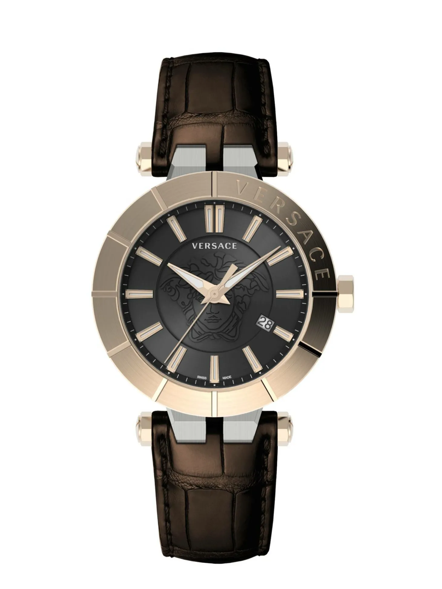 Versace Herren Armbanduhr V-Race Restyling 42 mm Datumsfenster Armband Leder VE2B00221