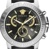 Versace Herren Armbanduhr NEW CHRONO 45 mm Armband Leder VE2E001 21