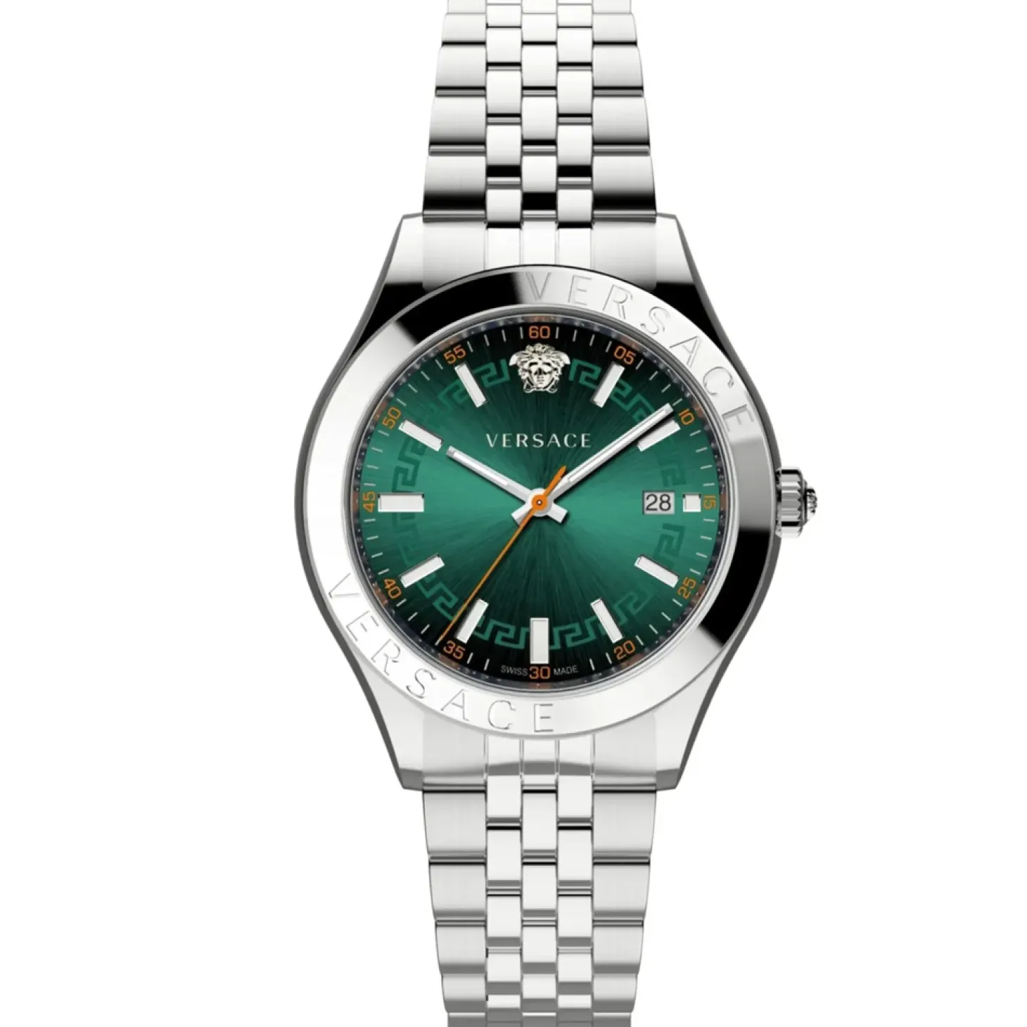 Versace Herren Armbanduhr Hellenyium Silber/Grün VEVK01021