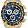 Versace Herren Armbanduhr Chronograph V-RAY bicolor, blau 44 mm VE2I01021