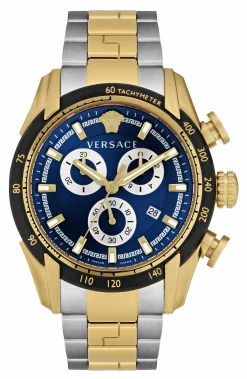 Versace Herren Armbanduhr Chronograph V-RAY bicolor, blau 44 mm VE2I01021