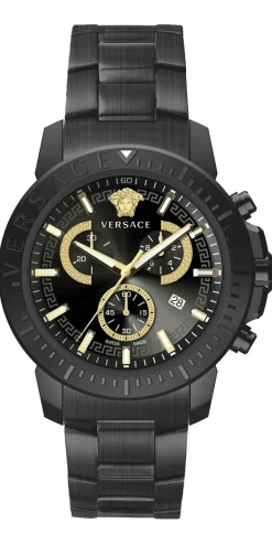 Versace Herren Armbanduhr NEW CHRONO 45 mm Armband Edelstahl Gunmetalfarben VE2E006 21