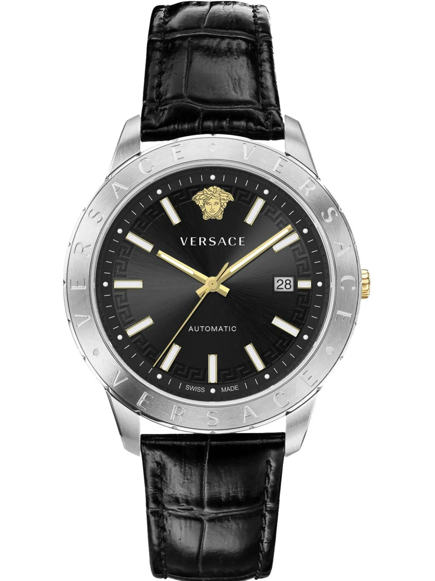 Versace Herren Armbanduhr Univers 43 mm Datumsfenster Armband Leder VE2D00221