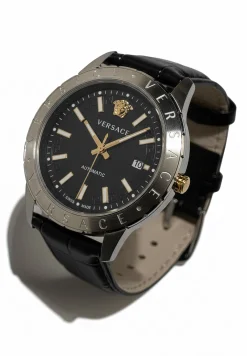 Versace Herren Armbanduhr Univers 43 mm Datumsfenster Armband Leder VE2D00221