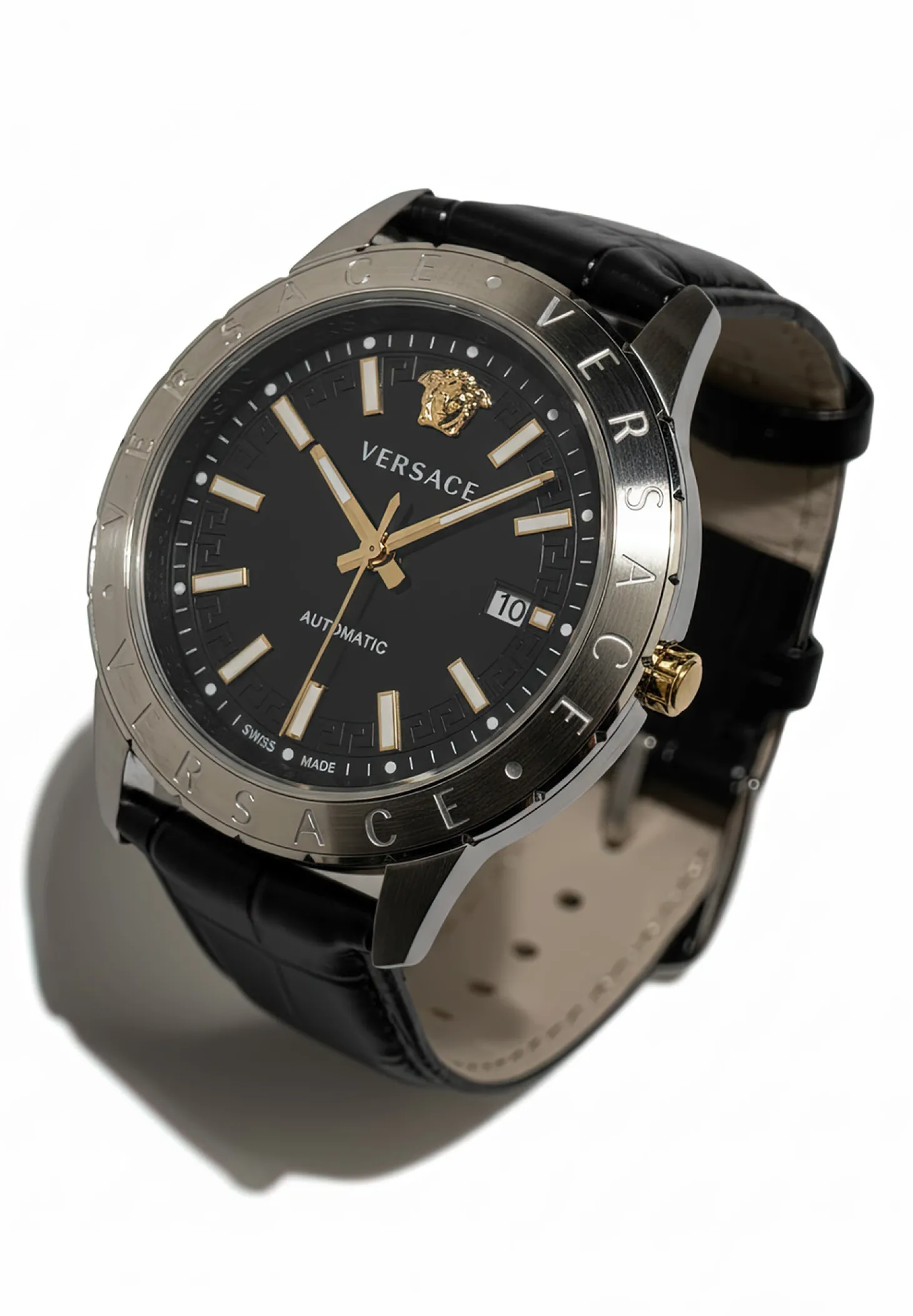 Versace Herren Armbanduhr Univers 43 mm Datumsfenster Armband Leder VE2D00221