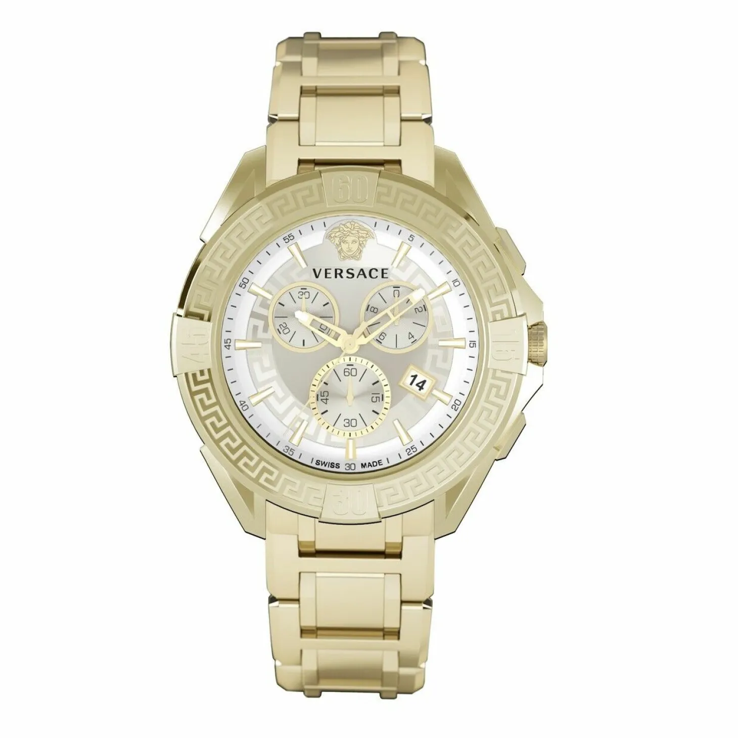 Versace Herren Armbanduhr Chronograph CHRONO SPORTY gold, weiß 46 mm VE5CA0623