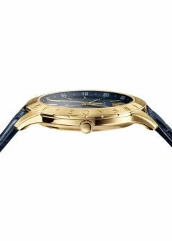 Versace Herren Armbanduhr UNIVERS GMT blau, gold 43 mm VEBK00318
