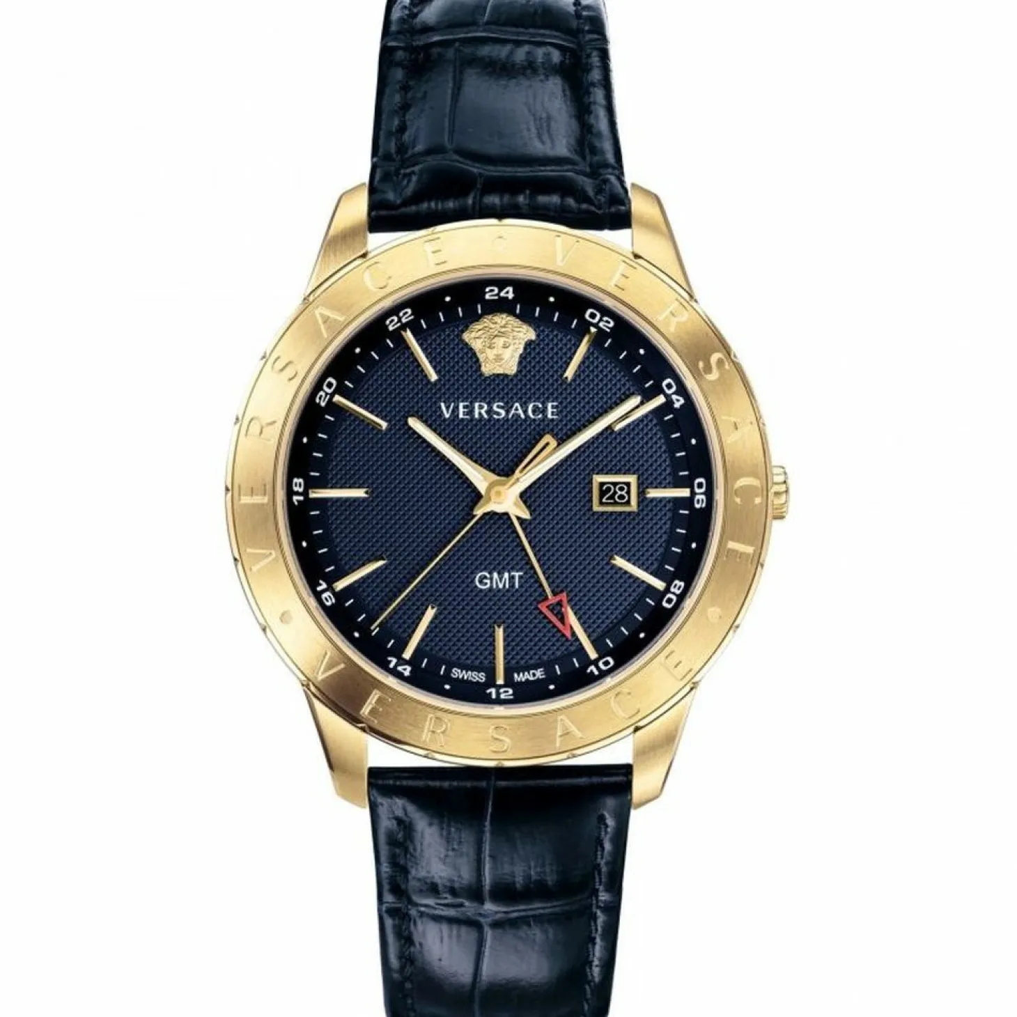 Versace Herren Armbanduhr UNIVERS GMT blau, gold 43 mm VEBK00318