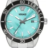 Versace Herren Armbanduhr Greca Urban Türkis Silber VEYCA0324