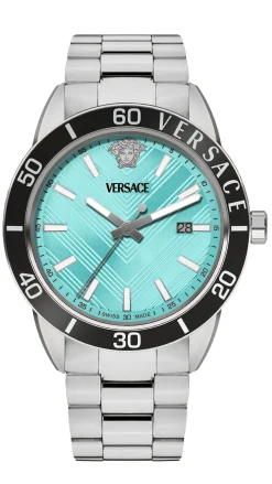 Versace Herren Armbanduhr Greca Urban Türkis Silber VEYCA0324