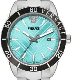 Versace Herren Armbanduhr Greca Urban Türkis Silber VEYCA0324