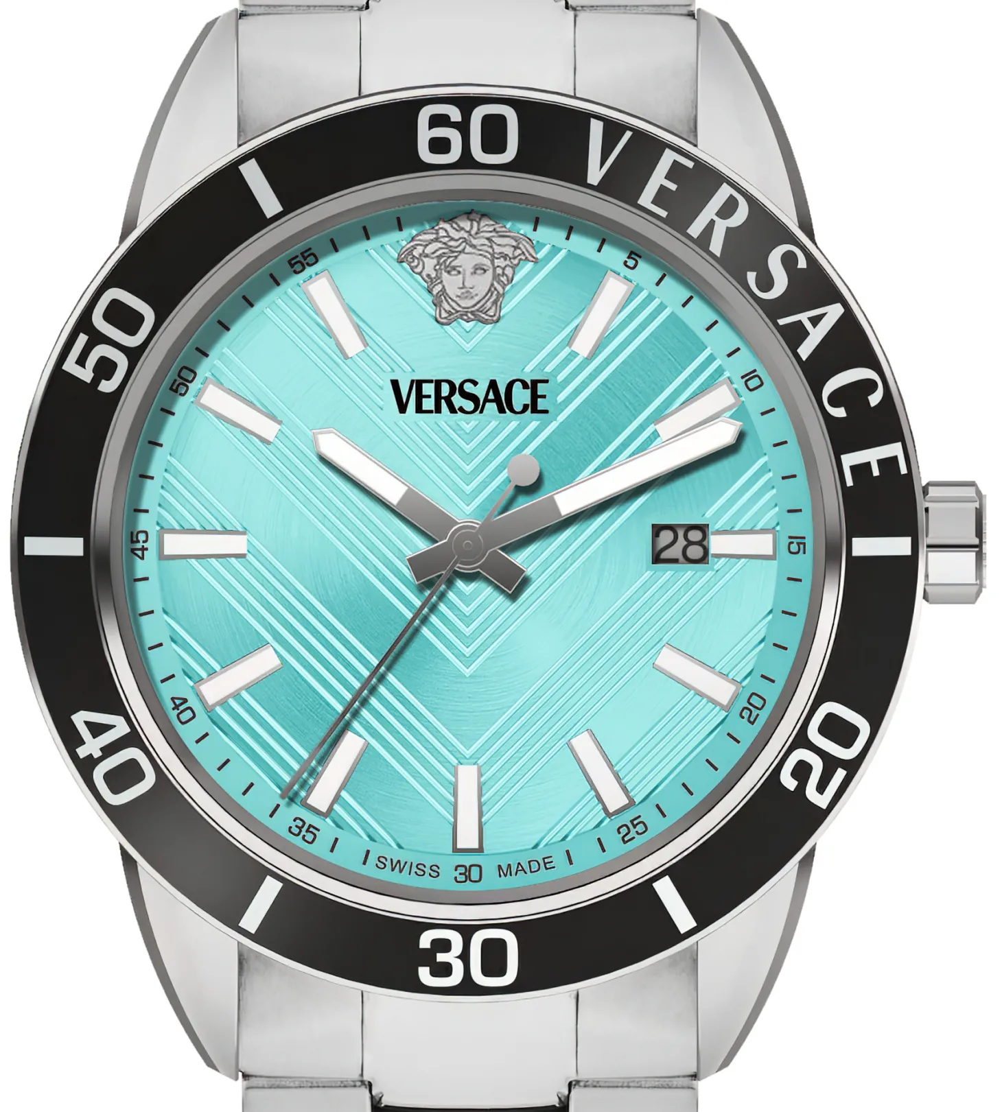 Versace Herren Armbanduhr Greca Urban Türkis Silber VEYCA0324