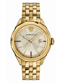 Versace Herren Armbanduhr Glaze 43 mm Datumsfenster Armband Edelstahl VERA00618