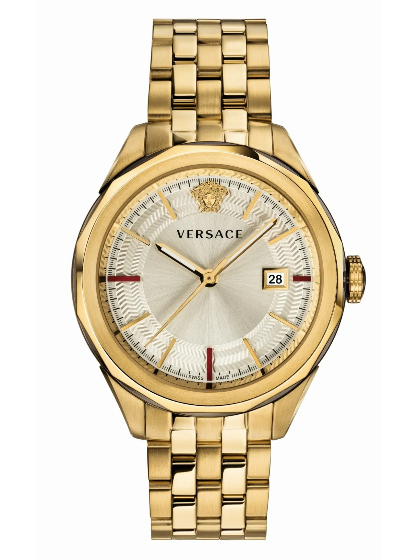 Versace Herren Armbanduhr Glaze 43 mm Datumsfenster Armband Edelstahl VERA00618