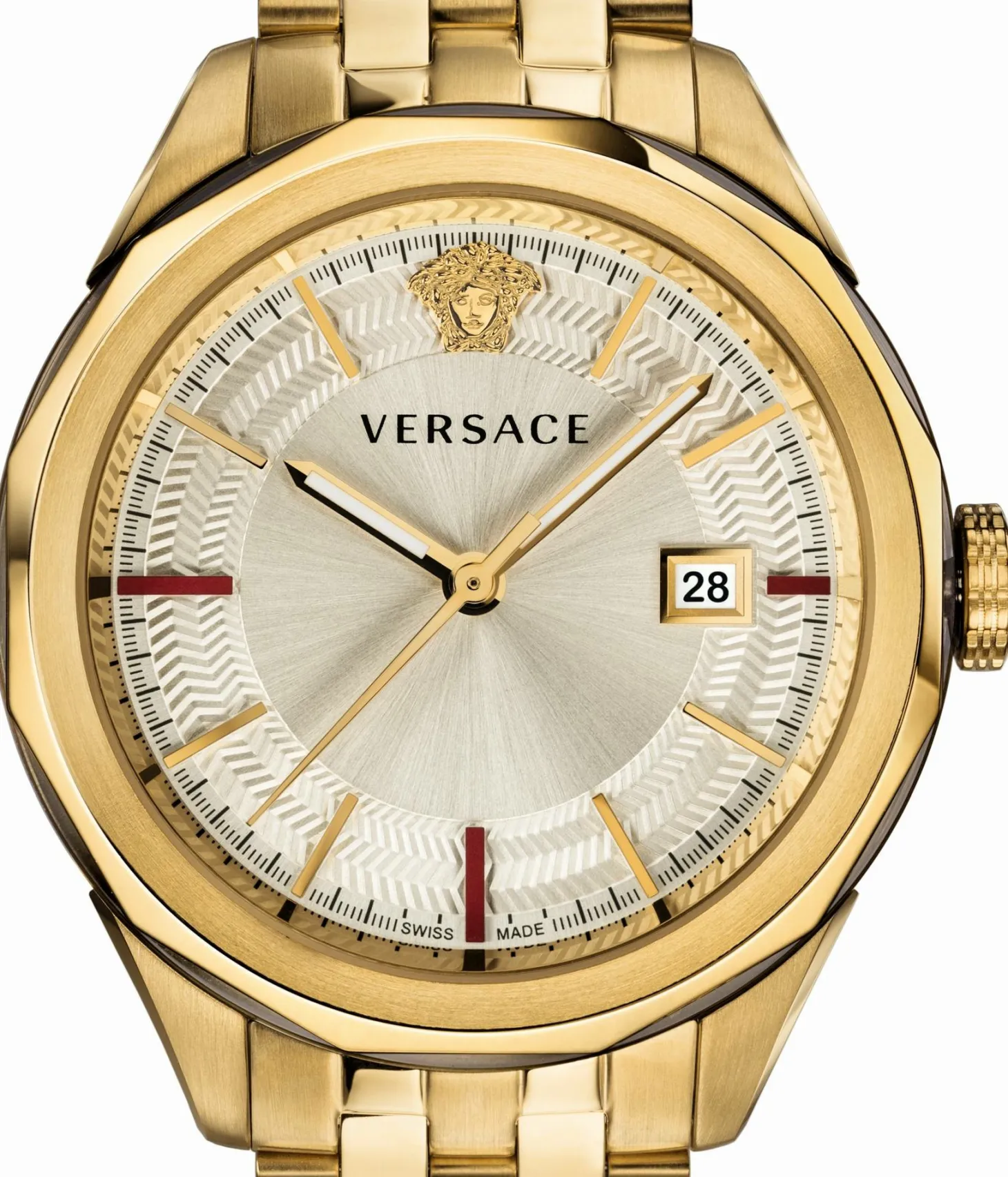 Versace Herren Armbanduhr Glaze 43 mm Datumsfenster Armband Edelstahl VERA00618