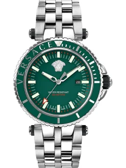 Versace Herren Armbanduhr V-Race Diver 46 mm Wasserdicht Armband Edelstahl VEAK00721