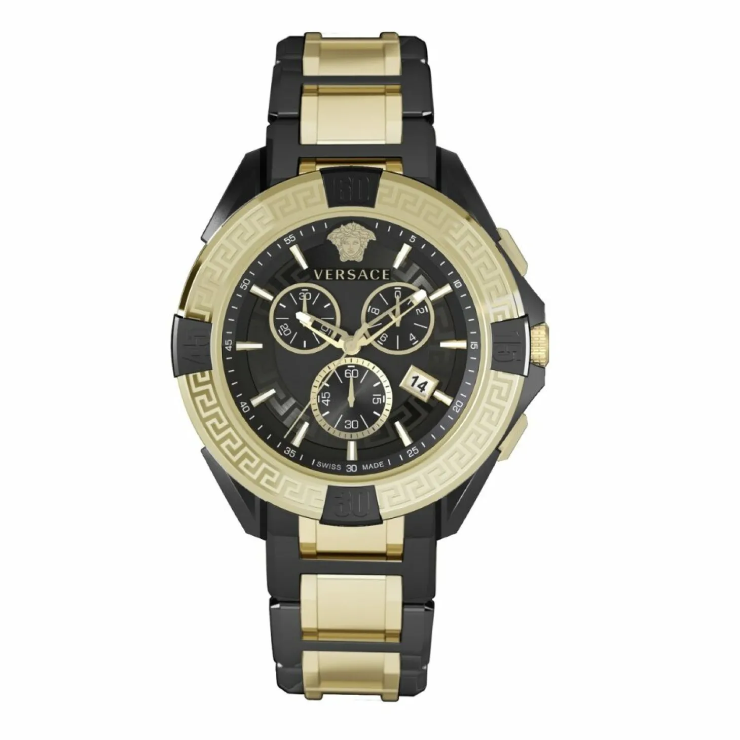 Versace Herren Armbanduhr Chronograph CHRONO SPORTY schwarz, gold 46 mm VE5CA0723
