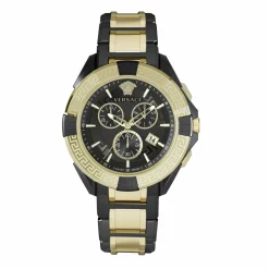 Versace Herren Armbanduhr Chronograph CHRONO SPORTY schwarz, gold 46 mm VE5CA0723