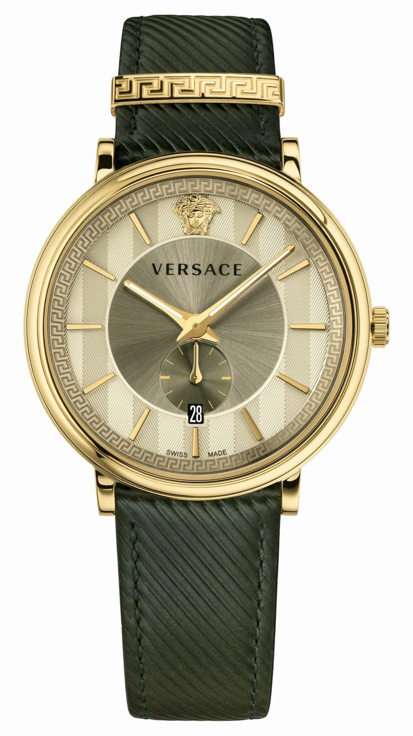 Versace Herren Armbanduhr V CIRCLE 42mm grün Leder VBQ03 0017