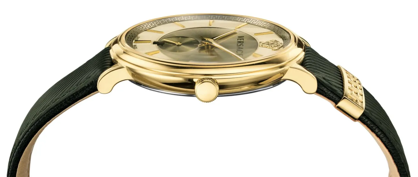 Versace Herren Armbanduhr V CIRCLE 42mm grün Leder VBQ03 0017