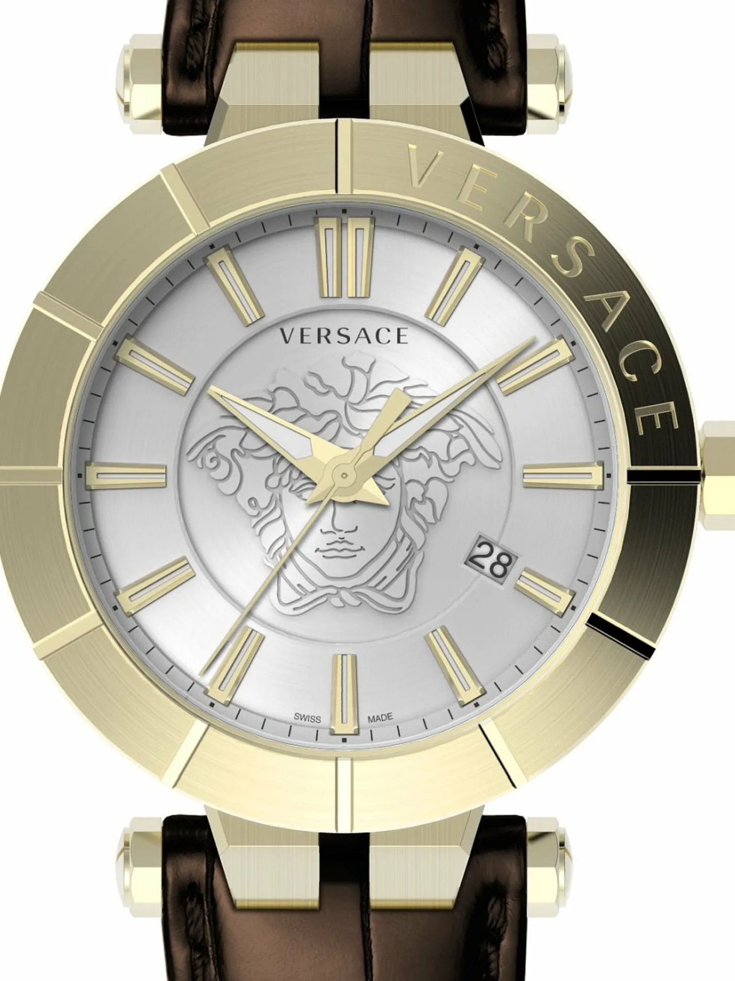 Versace Herren Armbanduhr V-Race Restyling 42 mm Datumsfenster Armband Leder VE2B00321