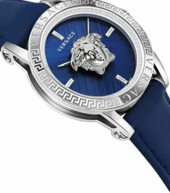 Versace Herren Armbanduhr V-CODE RESTYLING Palazzo blau, silber 43 mm VESN00122