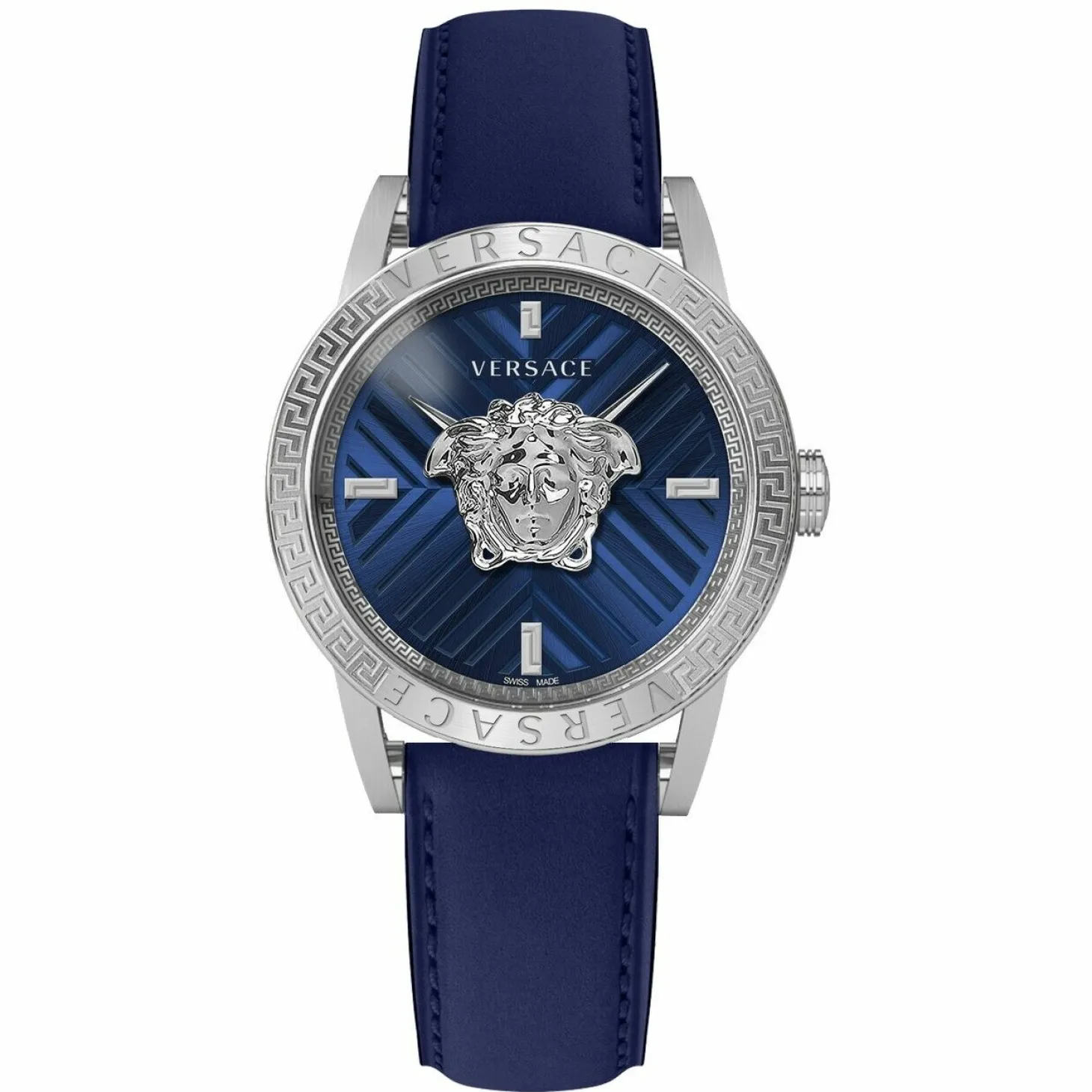Versace Herren Armbanduhr V-CODE RESTYLING Palazzo blau, silber 43 mm VESN00122