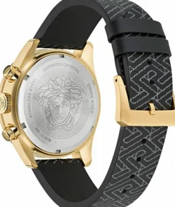 Versace Herren Armbanduhr 43 mm Armband Lederarmband schwarz GRECA DOME CHRONO VE6K00123