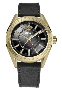 Versace Herren Armbanduhr V-CODE GMT 42MM Schwarz VEAFA0224